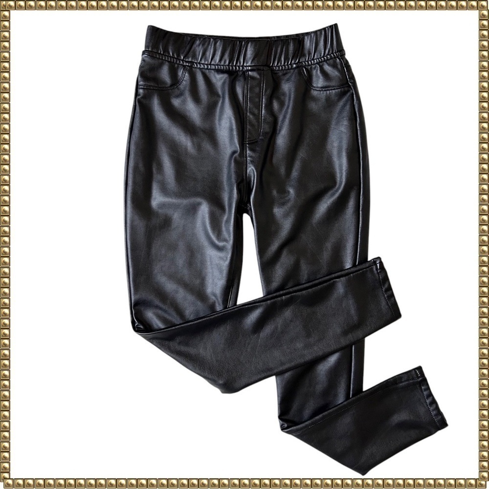 Philosophy Black Faux Leather Leggings Small EUC